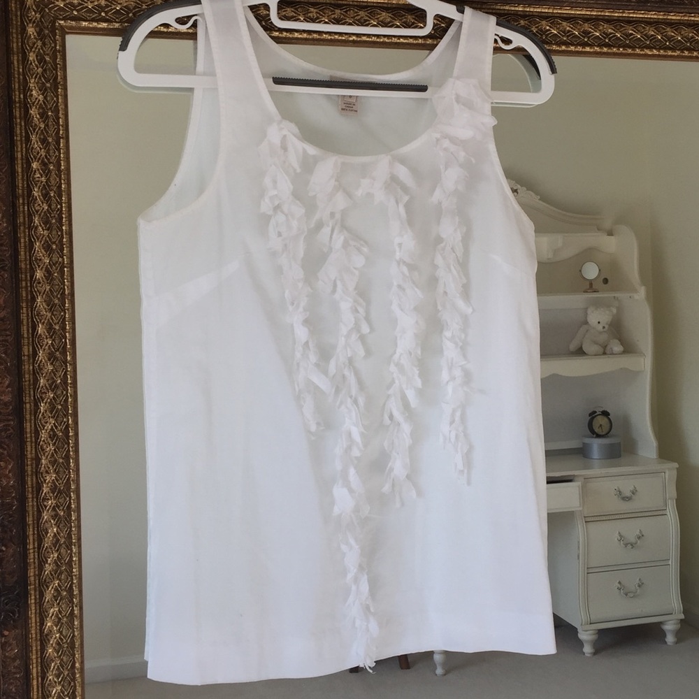 J CREW SLEEVELESS BLOUSE WITH RUFFLE DETAIL